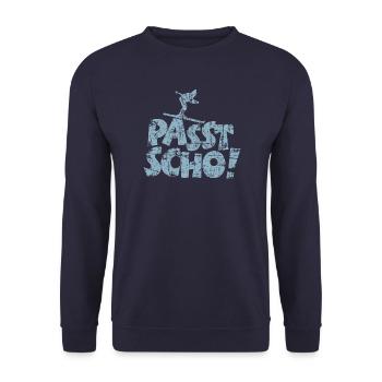 Passt Scho! Après-Ski T-Shirt (Damen/Navy) - Unisex Pullover - Navy - Vorne - Alina (178cm) & Michal (187cm)