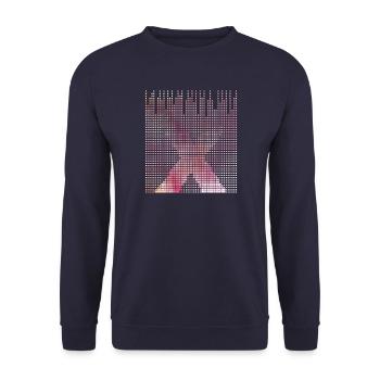 Pixel art futuriste. Lettre X - Sweat-shirt Unisexe - marine - Devant - Alina (178cm) & Michal (187cm)