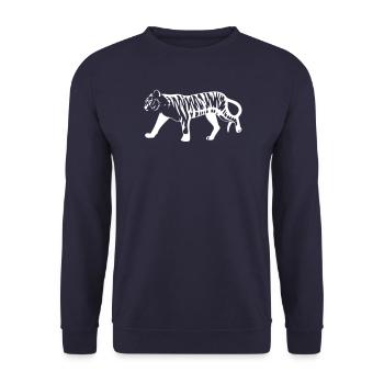 Stylized tiger with animal print - Unisex Sweatshirt - navy - Front - Alina (178cm) & Michal (187cm)