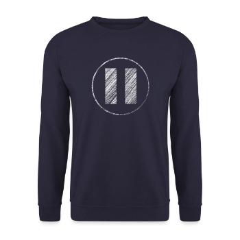 Handgezeichnetes Pause-Symbol im Scribble-Look - Unisex Pullover - Navy - Vorne - Alina (178cm) & Michal (187cm)
