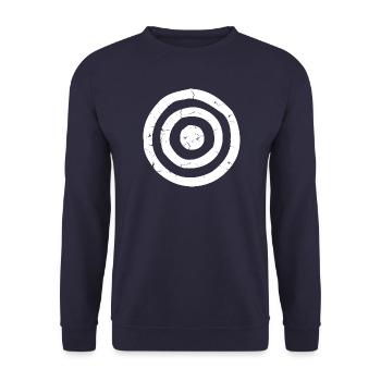 Zielscheibe Target dreckig weiss - Unisex Pullover - Navy - Vorne - Alina (178cm) & Michal (187cm)
