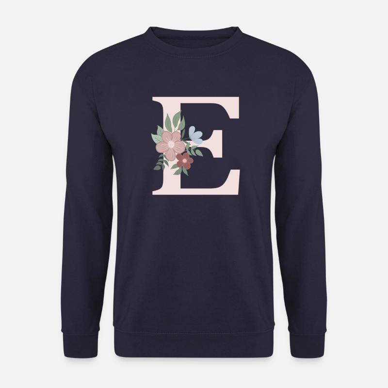 Letter E with flower pink - Unisex Sweatshirt - navy