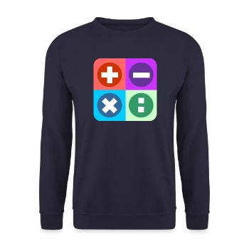 Logo mit vier Emblemen Farbe berechnen - Unisex Pullover - Navy - Vorne - Alina (178cm) & Michal (187cm)