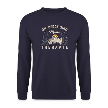 Die Berge sind meine Therapie - Unisex Pullover - Navy - Vorne - Alina (178cm) & Michal (187cm)