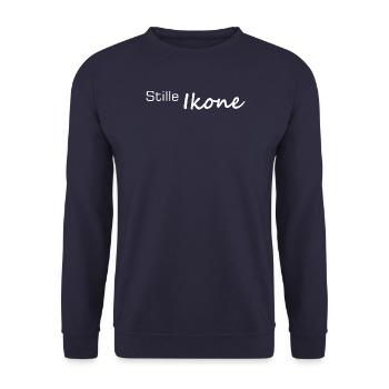 Stille Ikone Minimalistischer Kontrast - Unisex Pullover - Navy - Vorne - Alina (178cm) & Michal (187cm)