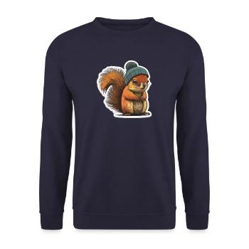 Squirrel with beanie - Unisex Sweatshirt - navy - Front - Alina (178cm) & Michal (187cm)