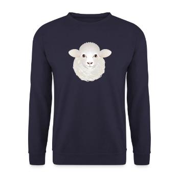 Drôle de mouton avec des pelotes de laine comme corps - Sweat-shirt Unisexe - marine - Devant - Alina (178cm) & Michal (187cm)