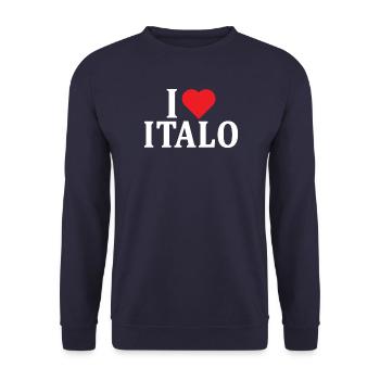 name t-shirt I love Italo t-shirt gift idea - Unisex Sweatshirt - navy - Front - Alina (178cm) & Michal (187cm)