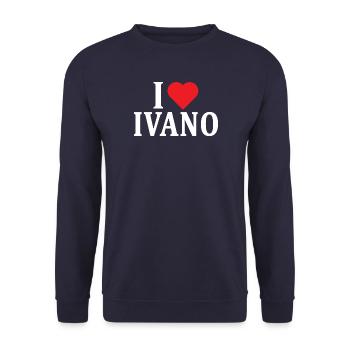 nom t-shirt J’aime Ivano t-shirt cadeau - Sweat-shirt Unisexe - marine - Devant - Alina (178cm) & Michal (187cm)