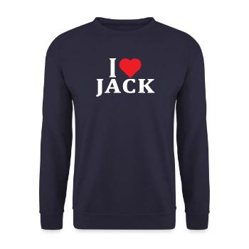 name t-shirt I love Jack t-shirt gift idea - Unisex Sweatshirt - navy - Front - Alina (178cm) & Michal (187cm)