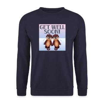 Get Well Soon Wishes - Sea Otter - ANIMAL - Unisex Sweatshirt - navy - Front - Alina (178cm) & Michal (187cm)