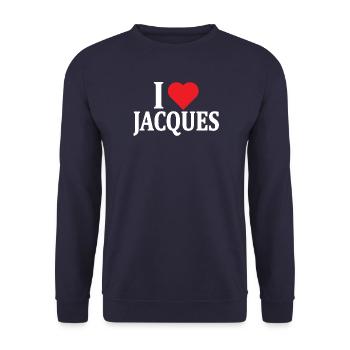 nom t-shirt J’aime Jacques idée cadeau t-shirt - Sweat-shirt Unisexe - marine - Devant - Alina (178cm) & Michal (187cm)