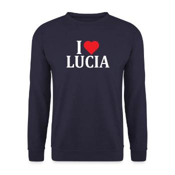 t-shirt name I love Lucia t-shirt gift idea - Unisex Sweatshirt - navy - Front - Alina (178cm) & Michal (187cm)