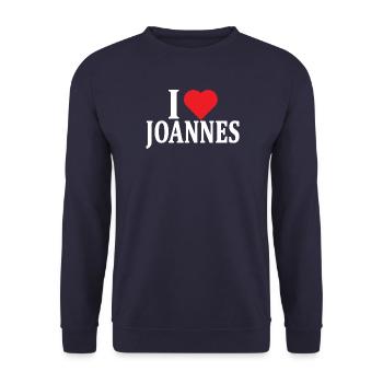 nom t-shirt J’aime Joannes t-shirt idée cadeau - Sweat-shirt Unisexe - marine - Devant - Alina (178cm) & Michal (187cm)