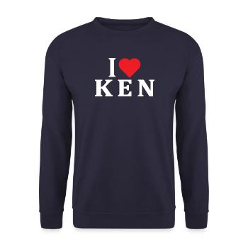 nom du t-shirt J’adore l’idée cadeau du t-shirt Ken - Sweat-shirt Unisexe - marine - Devant - Alina (178cm) & Michal (187cm)