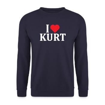 name t-shirt I love Kurt t-shirt gift idea - Unisex Sweatshirt - navy - Front - Alina (178cm) & Michal (187cm)