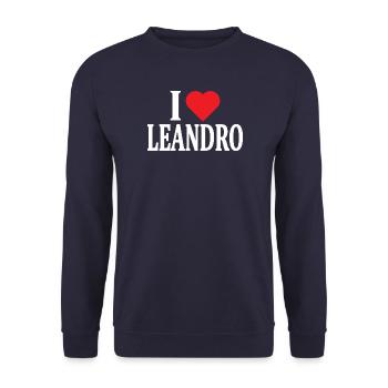 t-shirt name I love Leandro t-shirt gift idea - Unisex Sweatshirt - navy - Front - Alina (178cm) & Michal (187cm)