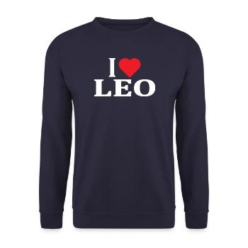 T-Shirt Name I love Leo T-Shirt Geschenkidee - Unisex Pullover - Navy - Vorne - Alina (178cm) & Michal (187cm)