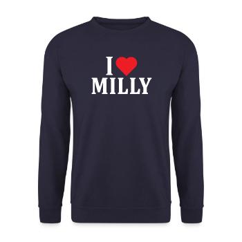 t-shirt name I love Milly t-shirt gift idea - Unisex Sweatshirt - navy - Front - Alina (178cm) & Michal (187cm)