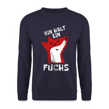 Bin halt ein Fuchs - schlau und clever - Unisex Pullover - Navy - Vorne - Alina (178cm) & Michal (187cm)