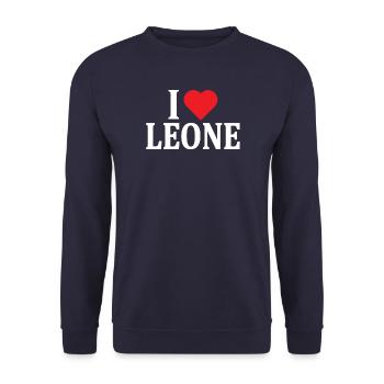 t-shirt name I love Lion T-shirt gift idea - Unisex Sweatshirt - navy - Front - Alina (178cm) & Michal (187cm)