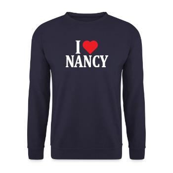 t-shirt name I love Nancy t-shirt gift idea - Unisex Sweatshirt - navy - Front - Alina (178cm) & Michal (187cm)