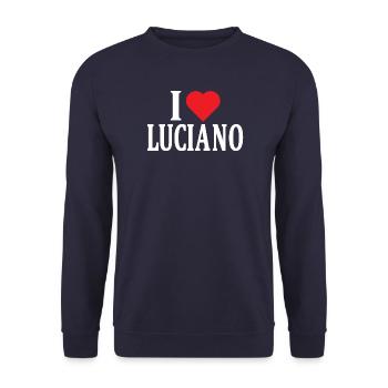 t-shirt name I love Luciano t-shirt gift idea - Unisex Sweatshirt - navy - Front - Alina (178cm) & Michal (187cm)