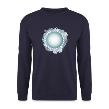 maritime frame with rope and coral reef look - Unisex Sweatshirt - navy - Front - Alina (178cm) & Michal (187cm)