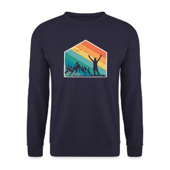 Berge Silhouette Regenbogen - Unisex Pullover - Navy - Vorne - Alina (178cm) & Michal (187cm)