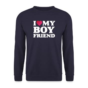 J’aime mon petit ami - Sweat-shirt Unisexe - marine - Devant - Alina (178cm) & Michal (187cm)