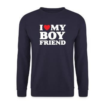 J’aime mon petit ami - Sweat-shirt Unisexe - marine - Devant - Alina (178cm) & Michal (187cm)