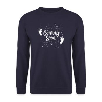 Cadeau 'Coming Soon', Annonce Naissance - Sweat-shirt Unisexe - marine - Devant - Alina (178cm) & Michal (187cm)