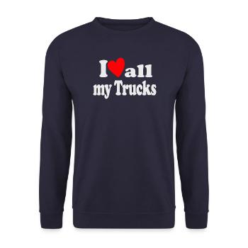I Love all my Trucks - Unisex Sweatshirt - navy - Front - Alina (178cm) & Michal (187cm)