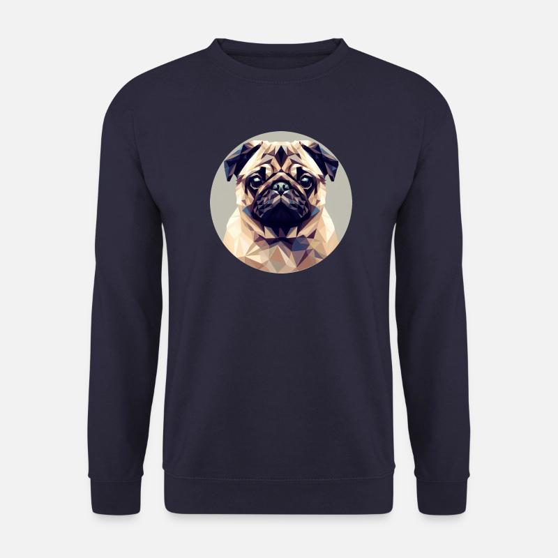 Hund Mops Polygon Geometrie - Unisex Pullover - Navy