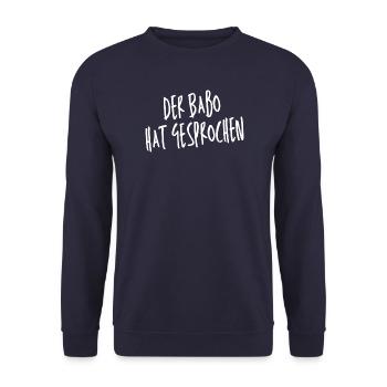 Der Babo Gesprochen Shirtdesign - Unisex Pullover - Navy - Vorne - Alina (178cm) & Michal (187cm)