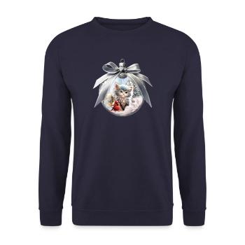 Little kitten with bird. - Unisex Sweatshirt - navy - Front - Alina (178cm) & Michal (187cm)
