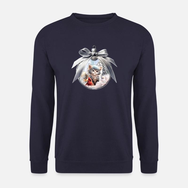 Kleines Kätzchen mit Vogel. - Unisex Pullover - Navy