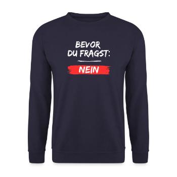 Bevor du fragst Nein - Unisex Pullover - Navy - Vorne - Alina (178cm) & Michal (187cm)