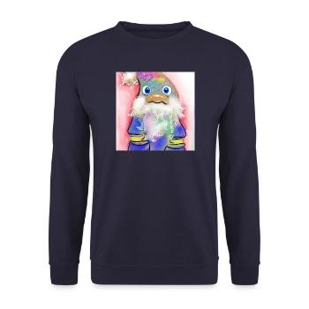 Bunter Weihnachtsmann mit Farbverlauf - Unisex Pullover - Navy - Vorne - Alina (178cm) & Michal (187cm)