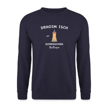 Reutlingen, Tübinger Tor, Schwäbisch Handzeichnung - Unisex Pullover - Navy - Vorne - Alina (178cm) & Michal (187cm)