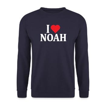 t-shirt j’aime Noah t-shirt idée cadeau - Sweat-shirt Unisexe - marine - Devant - Alina (178cm) & Michal (187cm)