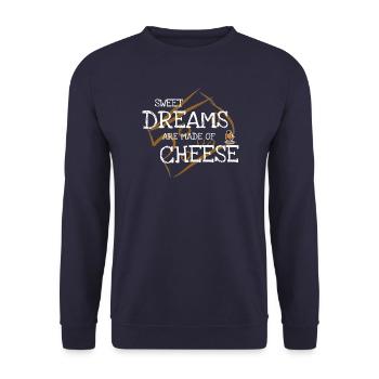 Käseträume: Süße Träume Druck - Unisex Pullover - Navy - Vorne - Alina (178cm) & Michal (187cm)