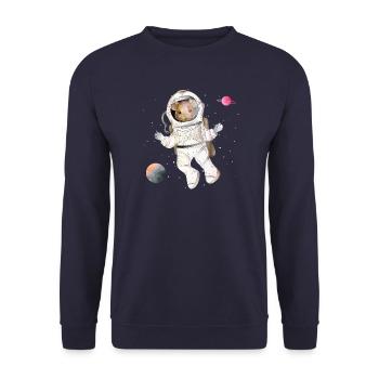 Astronauts mouse in space with planets - Unisex Sweatshirt - navy - Front - Alina (178cm) & Michal (187cm)