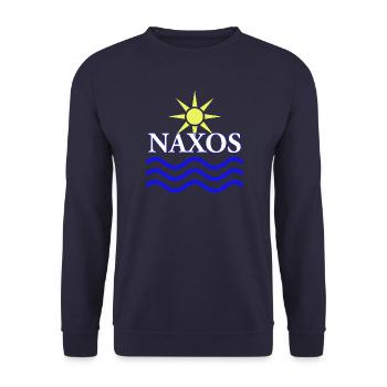 Naxos Sun and Waves Logo Design - Unisex Sweatshirt - navy - Front - Alina (178cm) & Michal (187cm)
