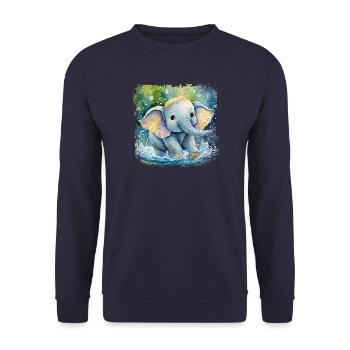Cute baby elephant playing in the water - Unisex Sweatshirt - navy - Front - Alina (178cm) & Michal (187cm)