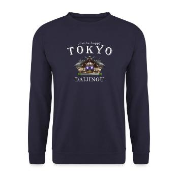 Tokyo, Daijingu Shrine, Love and Happiness Drawing - Unisex Sweatshirt - navy - Front - Alina (178cm) & Michal (187cm)