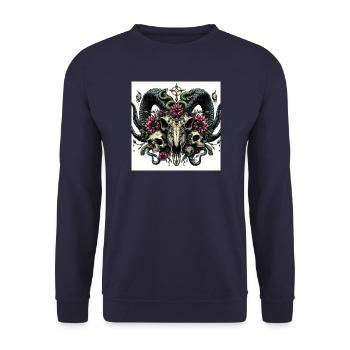 Watercolor goat skull - Unisex Sweatshirt - navy - Front - Alina (178cm) & Michal (187cm)