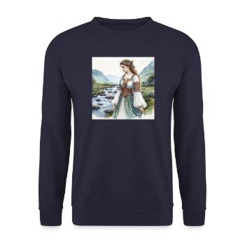 Watercolor Celtiberian Woman - Unisex Sweatshirt - navy - Front - Alina (178cm) & Michal (187cm)