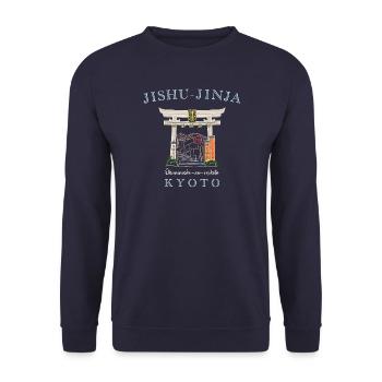 Kyoto in Japan, Jishu-Jinja, Kami for Love, Goal - Unisex Sweatshirt - navy - Front - Alina (178cm) & Michal (187cm)