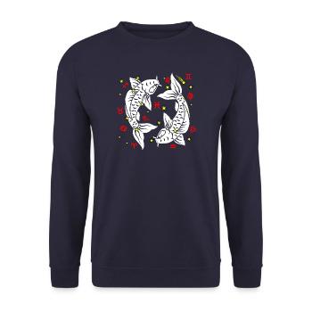 Fischfarbe - Unisex Pullover - Navy - Vorne - Alina (178cm) & Michal (187cm)